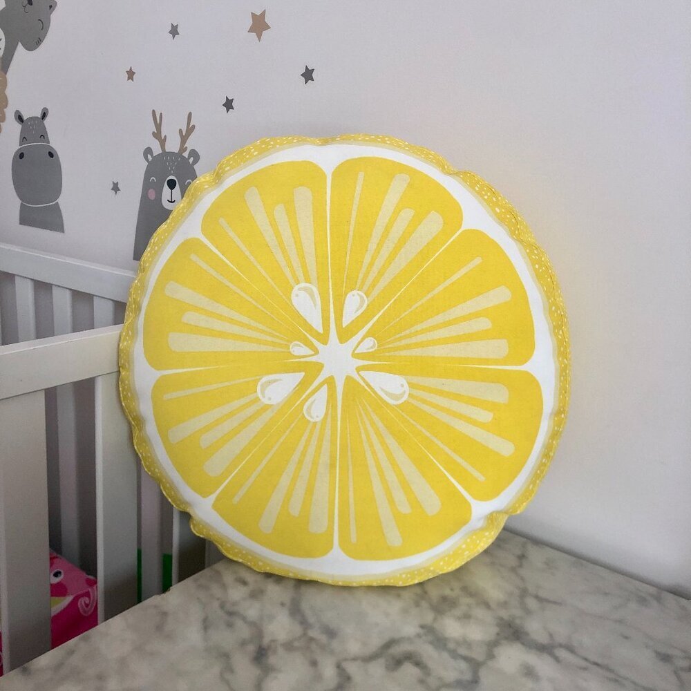 Fruit Lemon Slice Cushion Citrus 3D Soft Round Home Decorative Pillow Lemonade